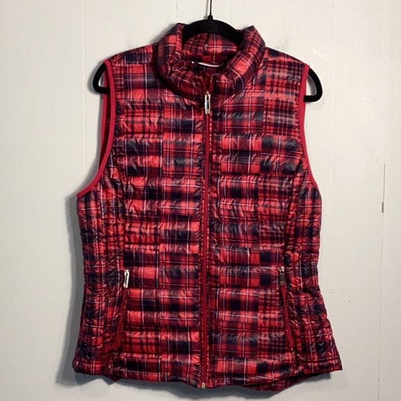 Tommy Hilfiger Women’s Sleeveless Plaid Puffer Vest Packable Lightweight T38* - Picture 1 of 7